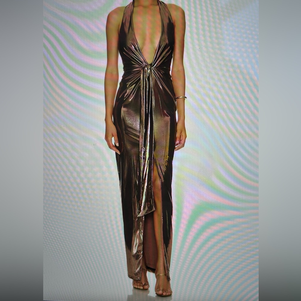 Nookie Metallic Gold Backless Dress